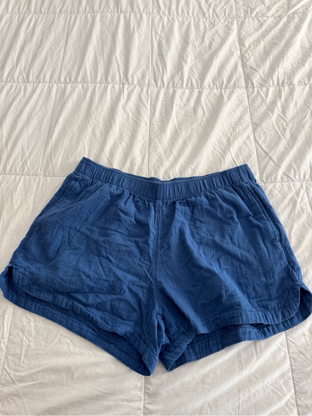 Old Navy Women's Casual Elastic-Waist Blue Linen-Blend Shorts